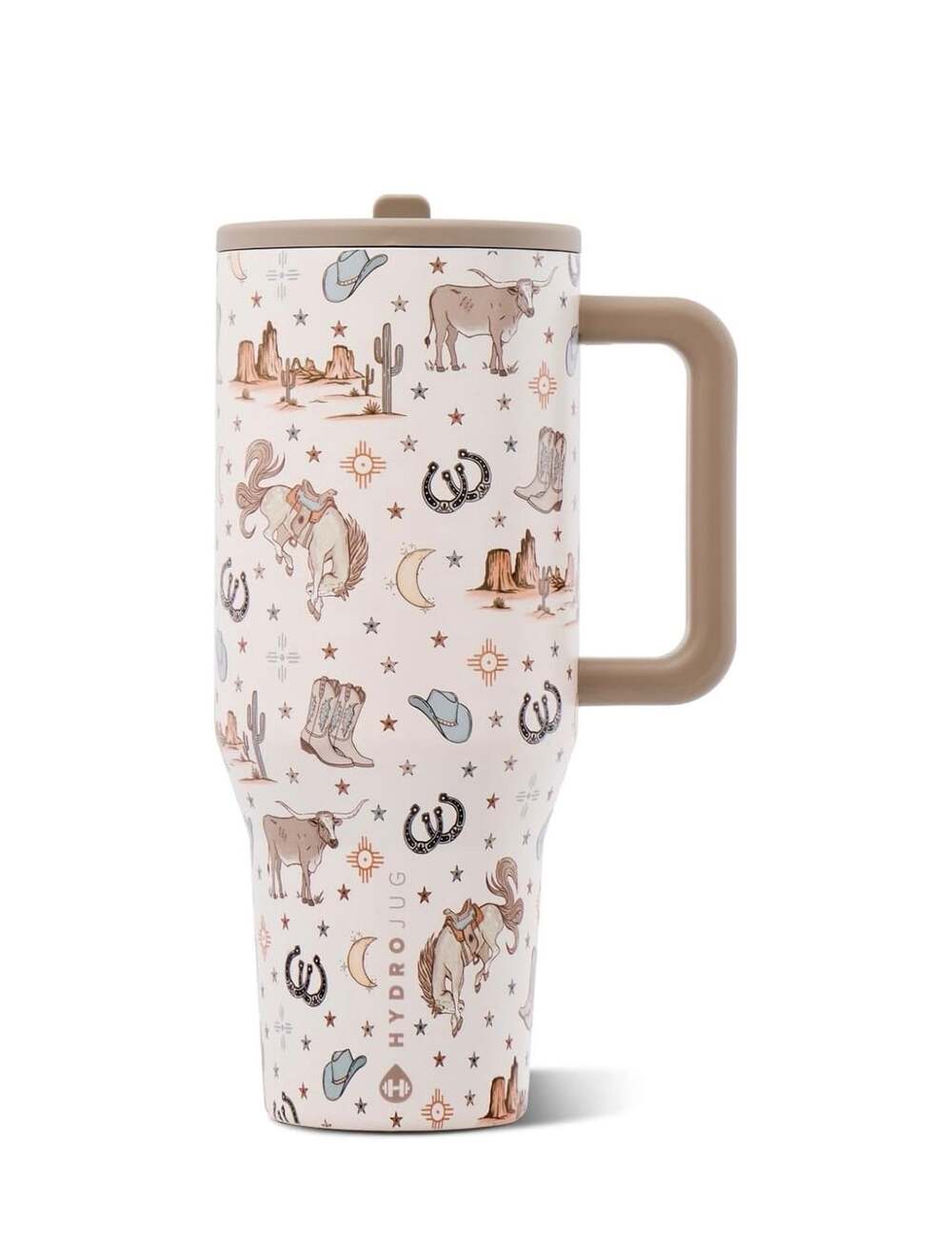 HydroJug Traveler 40oz Tumbler with Handle & Simple Flip Straw - Cowboy Pattern